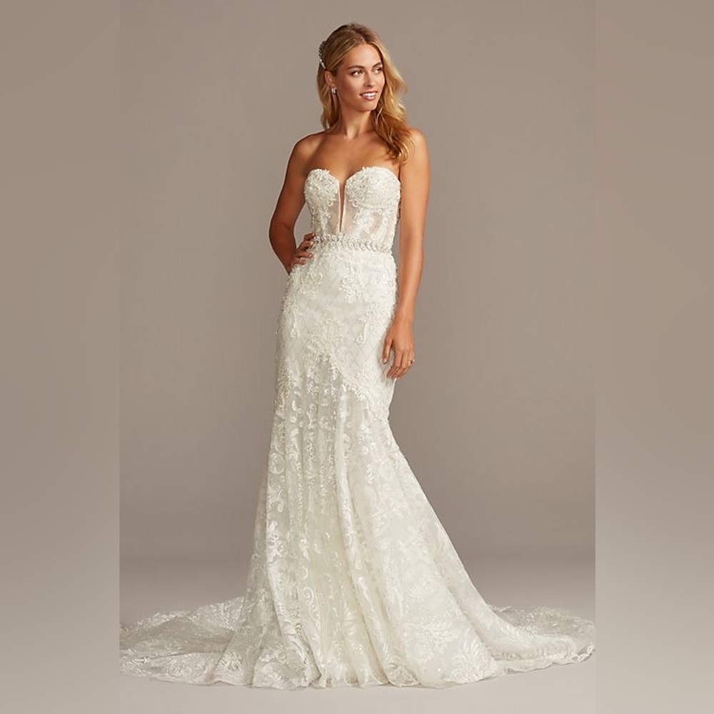 Beaded brocade embellished mermaid wedding dress
